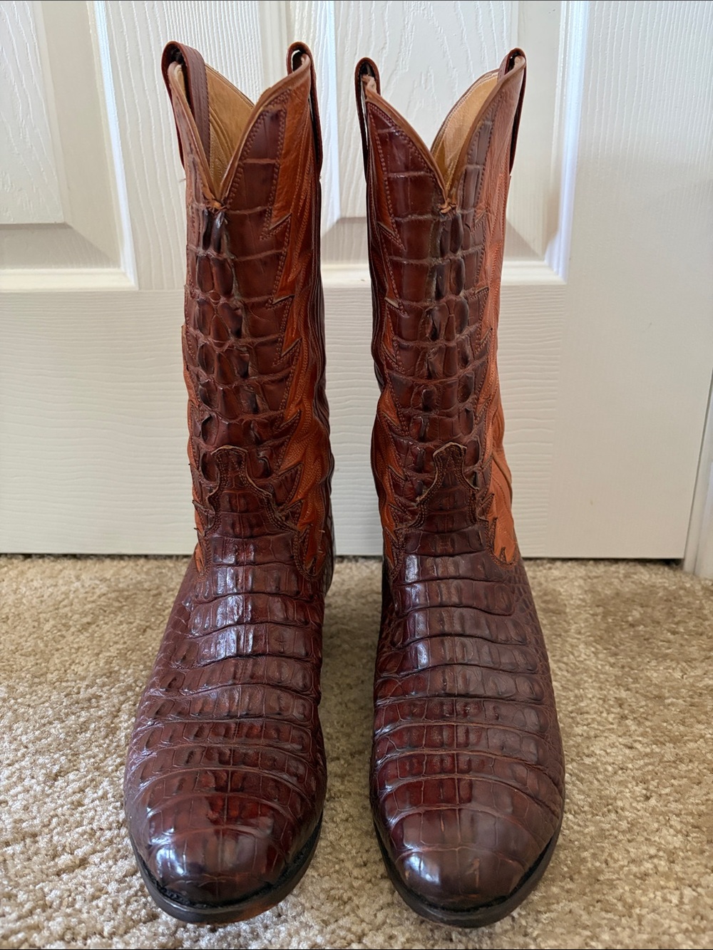 Gary Tucker Las Vegas Men's Brown Croc-Embossed Leather Western Boots Size 10/11